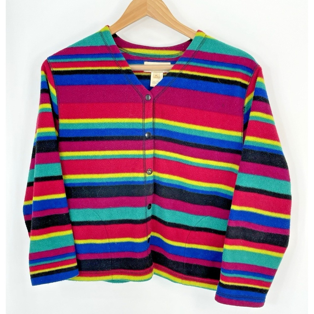 Vintage Susan Bristol Women PL Fleece Full Zip Rainbow Jacket